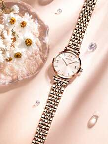 GUANQIN 1 szt. Wodoodporny zegarek z tarczą z kryształkami Pasek ze stali nierdzewnej odporny na zużycie Moda Biznes Luksus Sportowy Klasyczny Prosty Swobodny Mechaniczny Styl Męski Automatyczny Zegarek Kwarcowy Nadaje Się Na Dzień Matki, Festiwale, Randki, Biznes, Codziennie, Prezenty