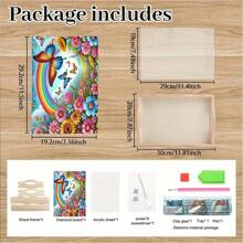 DIY Diamond Painting Kit With Tray, Luxury Rainbow Butterfly Design - Asymmetrical Acrylic Diamonds, Cartoon Theme Wooden Craft Tray Suitable For Family Gatherings, Breakfast Decor, Coffee, Tea, Storage, Party Supplies, Home Decor