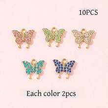 10 件彩色水钻蝴蝶吊饰，适用于 DIY 珠宝制作手链配件 - 蝴蝶型 - 查看 10