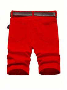 Tween Boys' Casual Ripped Oblique Pocket Denim Shorts, Summer - Red - View 2