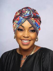 Awegeo Women's Turbans Printed Compass Style, Light Luxury African Style Headscarf Hat, Important Occasion Wearing Headband Hijab Hair Sleep Cap Sleep Bonnet - 1Pc - View 16