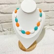 1pc Colorful Oval Bead Necklace Fashionable Women's Necklace With An Aura Of Style For Daily Decoration - Flat Bead Necklace - View 6