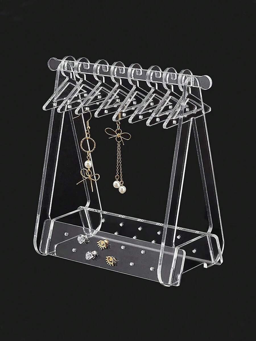 1pc Acrylic Creative Jewelry Holder Organizer Rack Triangle Shaped Necklace Earring Display Stand, Birthday Gift For Friends And Family Travel Storage Organizer