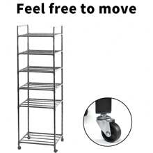 KITCHEN SHELVES 6 TIER UNIT RACKING HEAVY DUTY STORAGE ORGANIZATION SHELF WITH PULLEY - Black - View 8