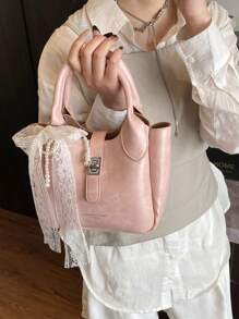 Premium Quality Silk Scarf Tote Basket Bag, Cute Niche Luxury Shoulder Crossbody Bucket Bag