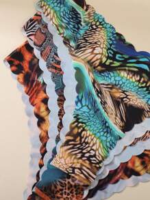 10 件/包 - 女士无缝波浪边三角裤，舒适性感亲肤面料女士无缝比基尼内裤 - 彩色 - 查看 4