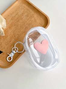 Transparent PVC Waterproof Heart-Shaped Cable Organizer - Electronic Accessories Storage Pouch With Keychain For Women Wallet Mini Wallet Purse Wallet Coin Wallet Wallet - Multicolor - View 10