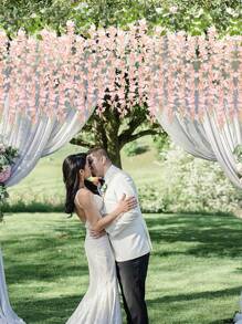 1/6 piezas Flores colgantes de glicinia, guirnalda de flores de glicinia rosa para decoración de arco de recepción de boda, fiesta de hadas al aire libre, hogar, regalos de cumpleaños, decoración interior y exterior, florero, decoración, regalo, boda, artículos de boda, decoración de boda, decoraciones artificiales para 4 estaciones, puerta, hotel, restaurante, sala de estar, dormitorio, cocina, jardín, rosa, rosa decorativa, estilo decorativo, decoración de jardín, planta exterior, jardinería, flores artificiales