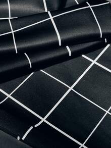 Elegant Casual Plaid Blazer And Pants Suit - Black - View 4