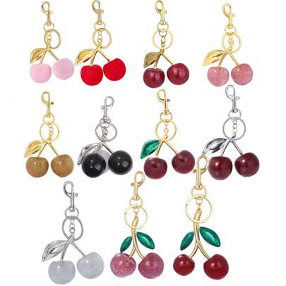 1pc Cute & Delicious Pink Cherry Key Chain Pendant Bag Accessory, Creative Red Fruit Keychain, Best Gift For Women And Girls