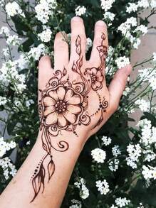 Tattoo Template Dye Set (Tattoo Template + Tattoo Wash-Off Ink) Multiple Designs, Suitable For Men And Women, For Temporary Tattoo On Finger, Wrist, Shoulder, Neck, Collarbone And Body, Waterproof Fake Tattoo Stencil Set - Multicolor - View 6