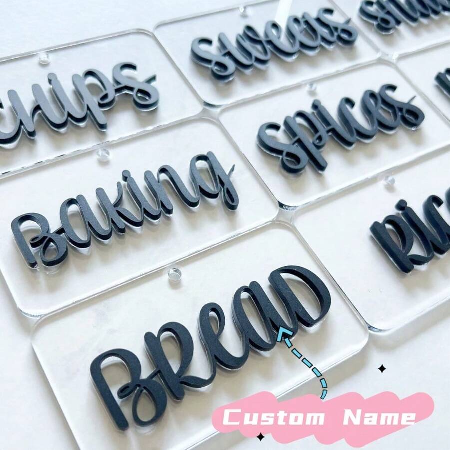 1pc Custom Acrylic Letter Transparent Square Hang Tag, Black Name Decor, Suitable For All Seasons - Square Hangtag - View 1