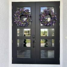 24 Inch Purple Lavender Flower Wreath - Contemporary Farmhouse Rustic Indoor/Outdoor Door Decor, No Electricity Needed, Durable Foliage For Front Door, Porch, Living Room, Bedroom, Rustic Farmhouse Decor