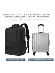 Multi-Functional Backpack With USB Port, Large Capacity Backpack For Travel, Outdoor, Camping, Laptop, Durable Nylon Minimalist Stylish Backpack For College/Business Travel Essential - Black - View 7