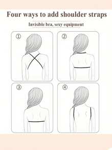1 对优雅无缝无肩带硅胶胸罩 - 自粘式透明肩带，女式聚拢背心款式，平滑隐形提升，适合无袖服装，隐形内衣 | 优雅无肩带胸罩 | 自粘式罩杯 - 米色 - 查看 8