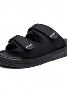 男士一脚蹬夏季凉鞋防滑耐磨透气户外拖鞋系带时尚简约厚底软底沙滩凉鞋 - 黑色 - 查看 10