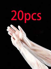 10/20/40 pièces Gants de bras jetables en PE, gants de ménage de cuisine étanches à rallonge longue avec cordon élastique