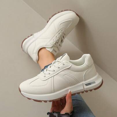 女士圆头系带休闲舒适百搭户外跑步运动鞋