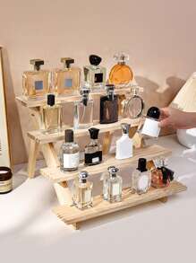 1pc Multi-Tier Wooden Storage Rack, 2/3/4 Tiers For Lipstick, Cosmetics, Perfume, Necklaces, Earrings, Bracelets, Suitable For Displaying Blind Box, Figurines, Models, Desk Organization,For Holiday Beach, Bathroom Collection, Bedroom Collection, Large Capacity