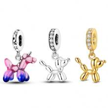 1pc Poodle Series Balloon Poodle Fantasy Unicorn Pendant Style Charm Suitable For 3mm Bracelet Necklace Silver Color Bead DIY Jewelry Making Beads Daily Gift For Women Girl