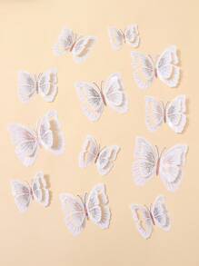 12 pièces Décorations de papillons pliables 3D et pailletés, pour restaurant, salon, chambre à coucher stickers personnalisés
