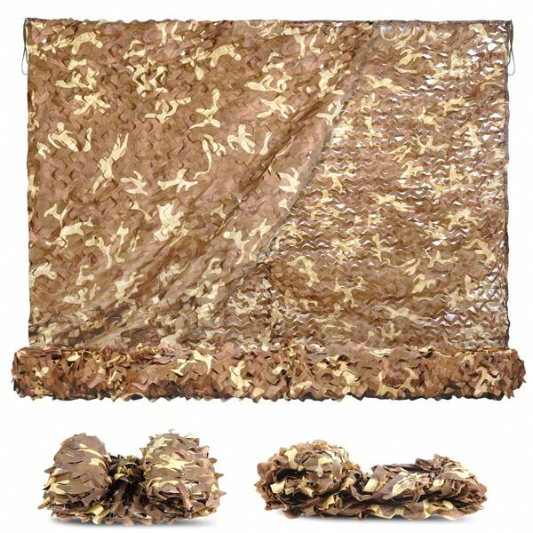 Filet de camouflage à double couche en polyester 150D, adapté pour le camouflage de chasse, la base d'entraînement, la décoration de fête - camouflage désert