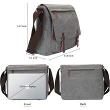 Canvas Messenger Bag For Men Women,Travel Satchel Shoulder Bag 15.6 Inch Laptop Bag Briefcase Business