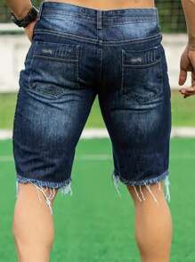 Men's Fashion Distressed Skinny Straight Denim Shorts Jorts