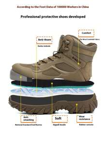 Breathable Protective Work Shoes Men's Steel Toe Safety Shoes, Suitable For Sports And Casual Wear, Four Seasons Protection