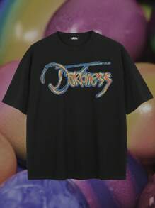 Tiny Spark Men's Letter Print Casual Short Sleeve T-Shirt For Summer Daily Wear