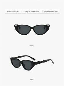 1pc Women's Unique Cat Eye Twisted Temple Street Snap Fashion Glasses, Casual Everyday Face Flattering For Summer Beach Vacation,Outdoor,Travel