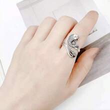Anillo de banda ancha con patrón de escamas de pez de plata tailandesa vintage, anillos personalizados para hombres y mujeres, adecuado para el dedo índice