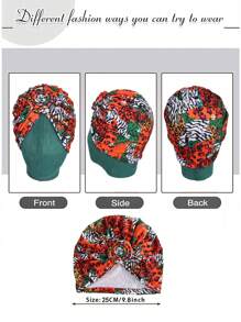 Awegeo Women's Turbans Printed Compass Style, Light Luxury African Style Headscarf Hat, Important Occasion Wearing Headband Hijab Hair Sleep Cap Sleep Bonnet - 1Pc - View 3