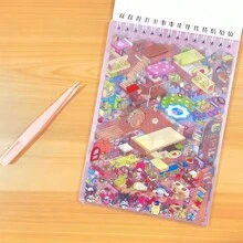 Sanrio Sanrio 8 Styles (16pcs + Tweezers) Landscape Scene Coil Sticker Album Cartoon Miniature Scenery Collection, Including Kuromi, My Melody, Pompompurin, Children DIY 3D Layered Stereo Visual Scene Decoration Stickers, Ideal For Home, Gifts And Prizes,School Supplies,Back To School