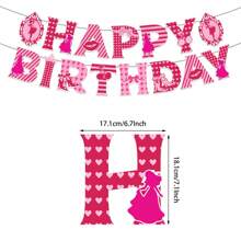 25PCS Barbie Officially Licensed Barbie Series Pink Balloon Set Cartoon Character Balloon Flag Hanger Partty Supplies Birthday Party Bouquet Decorations Cute Theme Scene Layout Interior Decoration - 粉色 - 查看 3