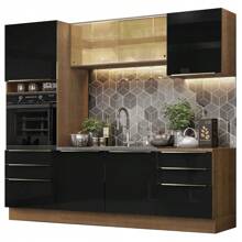 Madesa Gabinete Integral Completa 240cm Lux Color Marrón/Negro 02 - Marrón y negro - Ver 2