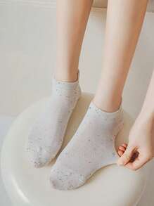 5 Pairs Women's Polka Dot Mesh Ear Loop Short Socks, Random Colors - Multicolor - View 11