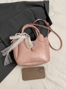 Premium Quality Silk Scarf Tote Basket Bag, Cute Niche Luxury Shoulder Crossbody Bucket Bag