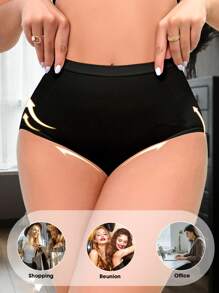 Women High Waist Seamless Shaping Pants, Abdomen Control Waist Slimming Shorts, Minimalist Fashionable Tight Triangle Panty - Black - View 1