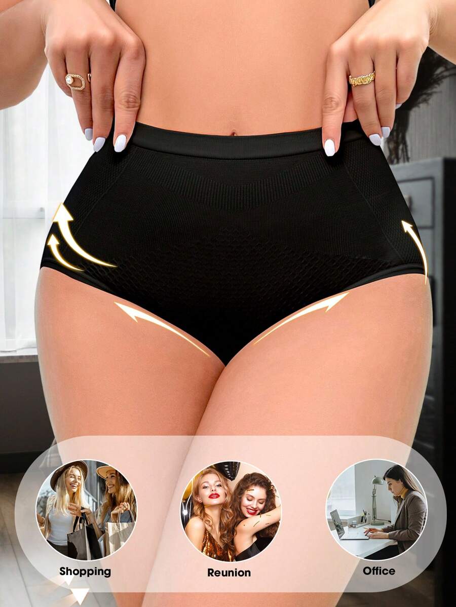 Women High Waist Seamless Shaping Pants, Abdomen Control Waist Slimming Shorts, Minimalist Fashionable Tight Triangle Panty - Black - View 1