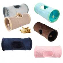 1pc Suede Fabric Pet Cat Tunnel With Puffball, Cat/Dog Toy