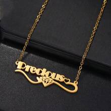 Collar personalizado de acero inoxidable con baño de oro, colgante personalizado elegante y lindo con una cadena delicada, adecuado para uso diario y ocasiones, regalo personalizado, colgante personalizado, diseño refinado, decoración con diamantes, collar de mujer, regalo para el Día de la Madre, collar de pareja, regalo de San Valentín
