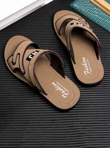 2025 New Summer Men's Brown Leather Sandals, Driving Wear-Resistant Non-Slip Beach Slippers