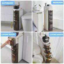 [Ultra-Slim Shower Storage Cabinet] 1pc Ultra-Slim 3/4 Layers Plastic Big Capacity Shower Storage Cabinet - Narrow Corner Pull Out Drawer-Type Bathroom Storage Rack - Toilet Paper Storage Containers - bậc 4 - Xem 3