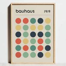 1pc Unframed Modern Geometric Bauhaus Exhibition Poster, Bauhaus Movement Prints, Minimalist Abstract Wall Art Canvas, Suitable For Modern Home Decor, Framed Wall Art - Multicolor - View 100