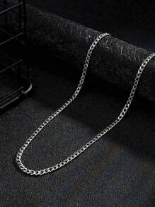 1pc/Set Titanium Steel Cuban Link Chain Necklace, Hip Hop Rock Sweatshirt Chain Accessory, 3mm Width, Fashionable Versatile DIY Jewelry, Won't Fade Or Discolor Fathers Day Gift School Jewelry Men Y2k Accessories Goth Chains Jeans Accessories Gothic Jewellery Back To School Street Halloween Accessories Punk Streetwear Accessories