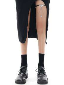 1pc Y2K Rhinestone Tassel Body Chain, Versatile Waist Belt & Leg Chain For Girl, Stretchy Polyester - one-size - View 3