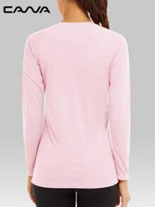 Cavva Women's Summer UPF50+ Quick-Dry Moisture-Wicking Long Sleeve Top 100% Polyester Lightweight Breathable Round Neck Fitted Fit Feminine Raglan Sleeve Casual Outdoor - Pink - View 3