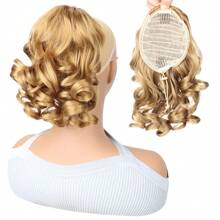 8 Inch Short Curly Drawstring Ponytail Extensions Synthetic Classic Loose Curly Wavy Drawstring Pony Tails Hair Extensions Hairpieces For Women