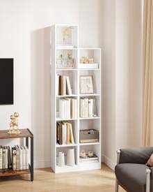 Hzuaneri Bookshelf, Bookcase, Cube Shelf, Modern Open Wooden Shelving Unit, Storage Shelves And Display Racks For Living Room, Home Office, Bedroom, 5/6/7-Tier, White